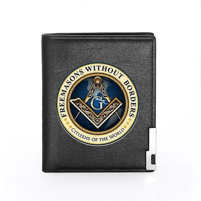 Bricks Masons Kompas og firkantet g frimurerisk tegnebog og kreditkortholder (20 varianter) Bg039-sort