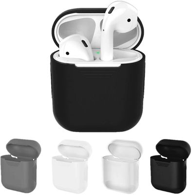 AIR Beskyttelsescovers, der er kompatible med Apple AirPods etui, pakke med 4 stk. (sort, hvid, grå og gennemsigtig)