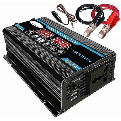 4000w Pure Sine Inverter 12V 220V Sine Wave Inverter Muuntaja langattomalla kaukosäätimellä LED-näyttö 2 USB-porttia autoretkeilyyn