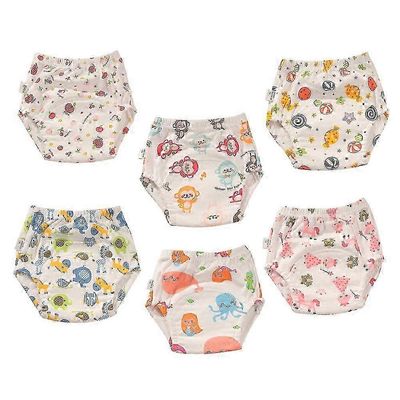 6 kpl puuvillapotan treenialusvaatteet taaperoille, uudelleenkäytettävät vedenpitävät ja hengittävät, pojat ja tytöt tyyli 3 100 size