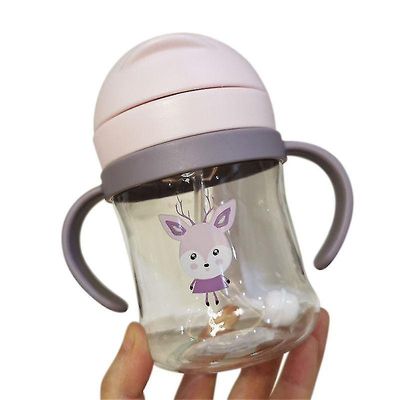 Hmwyv Hmwy-300ml Børns Cartoon Scale Straw Cup Resistente faldende vandflaske (pink)