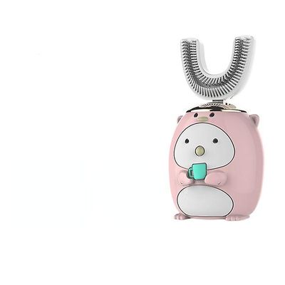 Zch 360 grader elektrisk tandbørste Kids Silicium automatisk ultralyd Pink Penguin