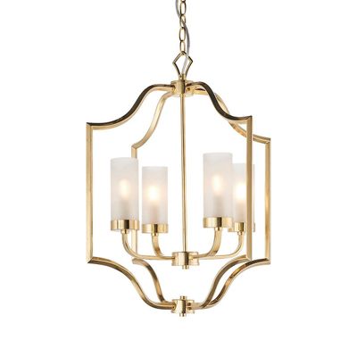 Endon Collection Lighting Edrea 4 Lys loft vedhæng Satin messing &matteret glas, E14