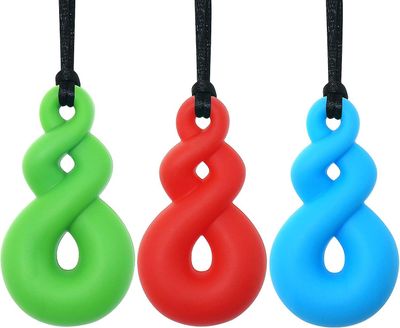 Xpba Sensorisk tyggehalskæde til børn drenge piger (3 pakke) - Maori Twist vedhæng tygge halskæder til børn ADHD autisme autisme-1