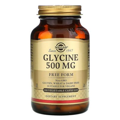 Solgar, Glycine, 500 mg, 100 grönsakskapslar