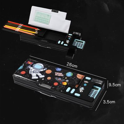 Muovinen paperitavaran järjestäjälaatikko ponnahdusikkuna monitoiminen penaali syntymäpäivälahjat lapsille teini-ikäisille Musta astronautti