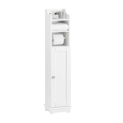 SoBuy puinen kylpyhuone WC-paperin varastointi kaappi FRG177-W Valkoinen 25x12x102cm
