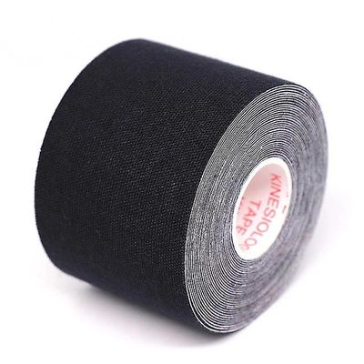 5 storlek kinesiologi tejp medicinsk atletisk elastoplast sport återhämtning remmar gy Svart 10cm