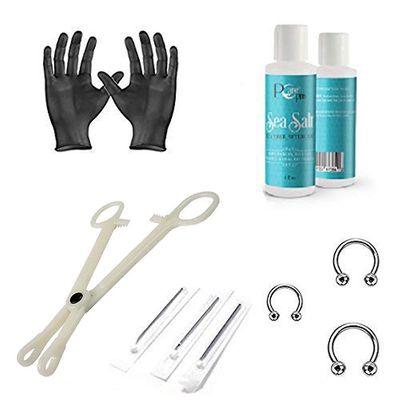 BodyJewelryOnine Septum piercing kit - hestesko cirkulære, nåle, pincet, handsker og pcarepro