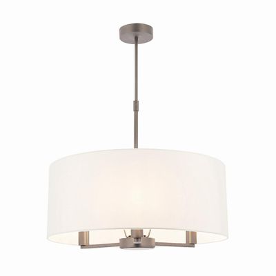 Endon Collection Lighting Daley 3 Lys Multi Arm Loft Vedhæng Matt Nikkel, Vintage hvid silke effekt, E14