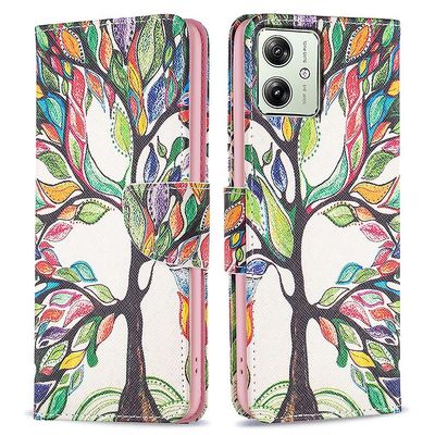 varten Motorola Moto G54 5G kotelo lompakon jalusta kuvio tulostus nahkainen puhelimen kansi Monivärinen Style G Motorola Moto G54 5G
