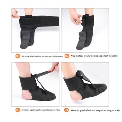 1Pcs Plantar Fasciitis Night Splint Sock Support Dorsal Drop Foot Brace Soft Stretching Boot Splints Størrelse M Svart