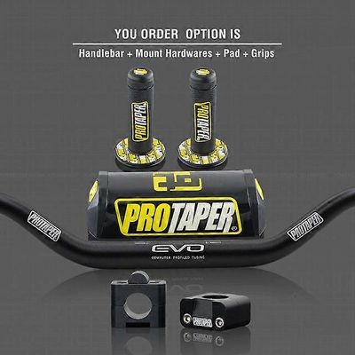 Jelivey Ohjaustanko Pro Taper Pack Bar 1-1/8" Classic kahva Dirt Pit Bike moottoripyörä CNC-sovittimella Musta täysi pakkaus