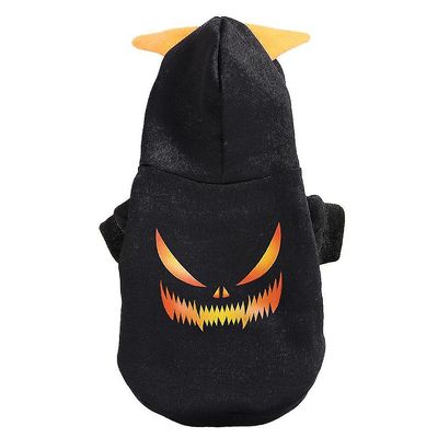 Mikasa Hund Pet Halloween græskar hætteklædte kostume hvalp hættetrøje tøj sort M