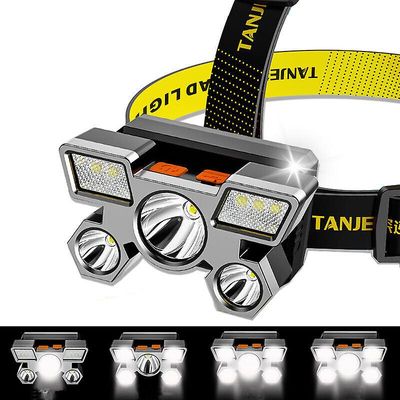 Gangxun 1200mah Stærk lys forlygte førte fem forlygte Usb Opladning Hovedmonteret Lille Torch Udendørs Miner lampe
