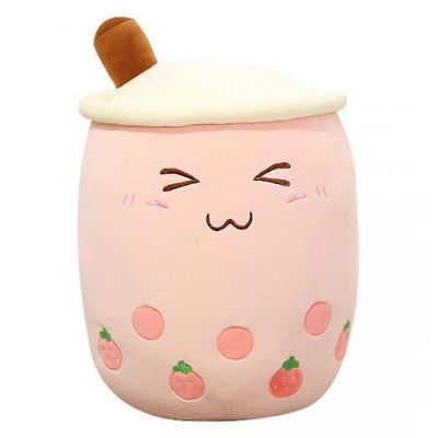 Mikasa Udstoppet Boba Plys Bubble Tea Plys Pillow, Hugging Cushion Plys Food Jordbær 50cm