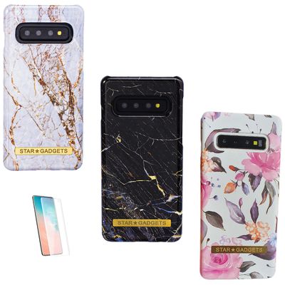Stargadgets Samsung Galaxy S10 - Kuori / Suoja / Kukat / Marmori Valkoinen