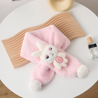 Børns Vinter fortykket Varm Cute Rabbit Cartoon Imitation Rex Rabbit Fur Plys Baby Bib for mænd og kvinder Pink