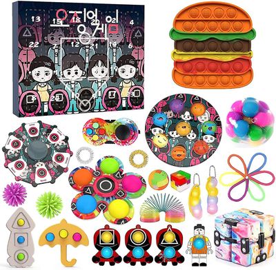 Mikasa Squid Game Calendar Toy Bag 2021, Med Poppet Pop-on-it Box Surprise Gave Style 7