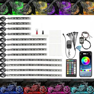 Rgb Motorcykel Led Light Under Glow Neon Strip Bluetooth App Control Kit