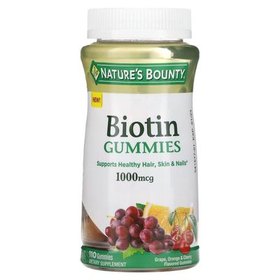 Nature's Bounty Luonnon palkkio, biotiinikumit, rypäle, appelsiini ja kirsikka, 1,000 mcg, 110 kumia