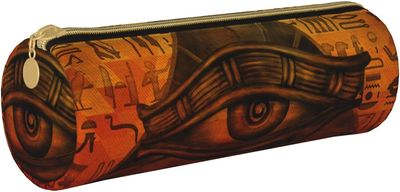 Kerota Nahkainen penaali egyptiläinen-silmä-egypti-oranssi pidike pussilaatikko meikkipussin järjestäjä vetoketjulla koulun toimistoon VÄRI One Size