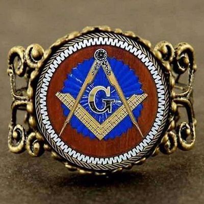 Bricks Masons Master murer kompas og firkantet resizable ring Antik bronze belagt