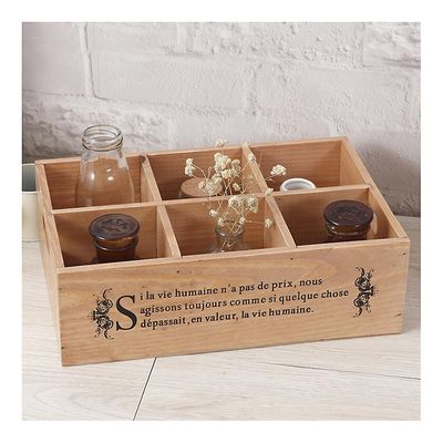 Ruili Zakka træbord opbevaringsboks saftige planter urtepotte beige