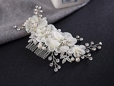 Linkrunning Håndlavet Elegant Retro Elegante Kvinders Blomster BrudeKam Perler Rhinestone Bryllup Brude Smykker Brude Hår Tilbehør Rhinestone Hårkl...