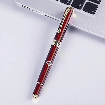 Bricks Masons Gratis gravering metal signatur frimurerisk orb pen - (flere farver / bilag) Vin rød