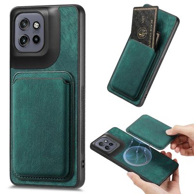 Yhteensopiva Motorola Edge 50 Neo 5G -kotelon kanssa. Retro-nahkainen TPU-puhelimen takakansi irrotettavalla korttipaikalla. Vihreä