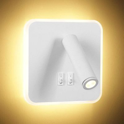 Linkrunning 8W moderne LED væglampe væglæselampe med 350 drejekontakt 3W LED vægspotlight indendørs væglampe til soveværelse Sengestue Hvid 3000K