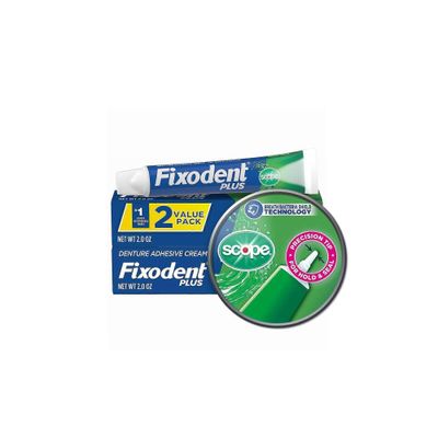 Fixodent Food Seal Plus Scope hammasproteesi liimavoide twin pack, 2 oz