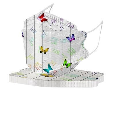 50stk Engangs voksne Blomsterprint Fiskemaske Ansigtsmaske 4 lag Pink