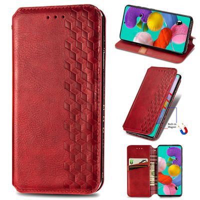 Kompatibel med Samsung Galaxy A51 4g Flip Case Etui Vintage Wallet Flip Cover med magnetisk lukning Coque - Blå rød