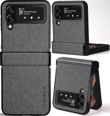 Samsung Galaxy Z Flip 4 -kotelolle retro-nahkainen saranansuojakotelo yhteensopiva Samsung Galaxy Z Flip 4 Musta