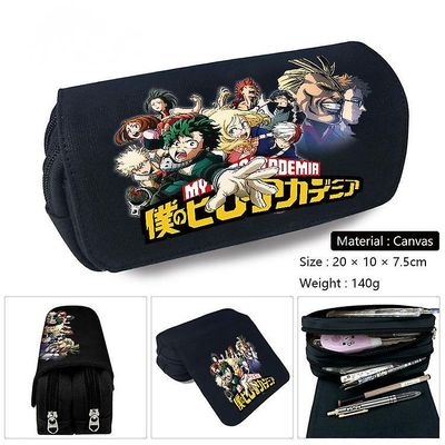Xyc My Hero Academia Canvas Stor kapacitet Dobbelt lag pen taske Anime Papirvarer Box Student Papirvarer Pen Taske