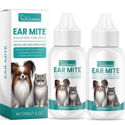 Pet Dog Ear -punkki ratkaisu infektioihin Hiivan kutinan puhdistusaine 2pcs
