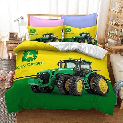 a923 Lakanat John Deere Logo Traktori Kart Quilt Peittopussilakanasetti Vuodevaatteet Kodintekstiilit3-osainen vuodevaatteet (1 pussilakana + 2 tyy...