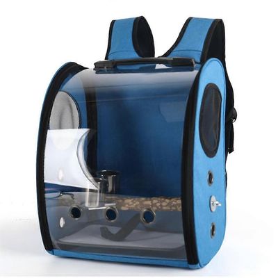 Papukaija Reppu Kantajat Laukku Lemmikkilintu Kupla Reppu Läpinäkyvä matkahäkki jalustalla Ahven kuppi Matkalle Vaellus Ulkokäyttöön Sininen