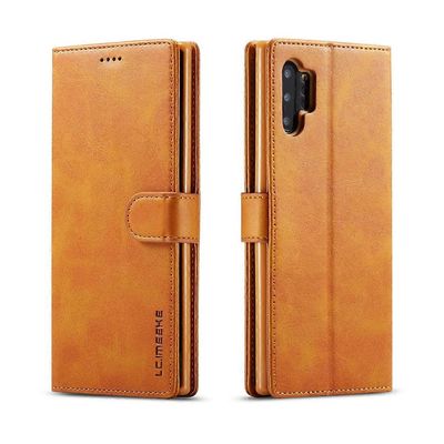 LC.IMEEKE Calf Texture vaakasuuntainen läppänahkakotelo, pidikkeellä ja korttipaikoilla ja lompakolla Galaxy Note 10 Plus -puhelimelle
