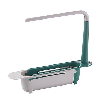 Vask Teleskopisk hylde Køkken Supplies Multifunktionelle Pull-out Storage Rack kan hænge Vask opvaskemiddel Klud Rack Verde