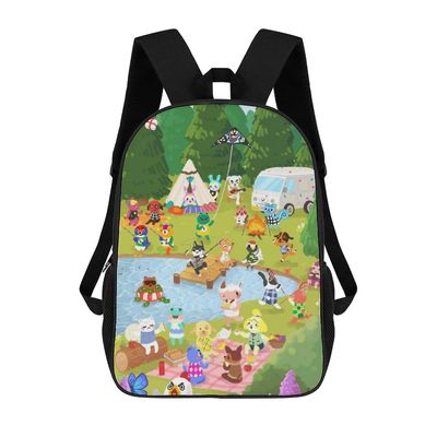 Animal Crossing Daypack 17 tuuman koululaukku Reppu Reppu Suuren kapasiteetin olkalaukku Matkalaukut Opiskelijoiden kirjalaukku 16.1 X 11.8 X 4.5in...