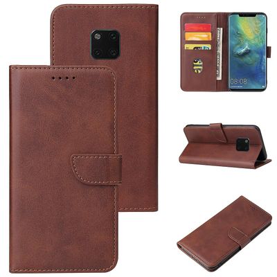 Skinnveske med kalvtekstur for Huawei Mate 20 Pro Brown