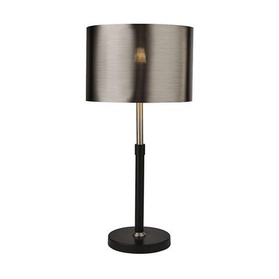 Searchlight Lighting Bordlampe Sort, Chrome med børstet sort chromeskærm