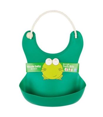 Ruili Vandtæt Silcone Roll Up Baby Soft Bib 4pcs En masse Mad Catcher Pocket Grøn