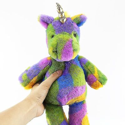 Zhuopai Børns plyslegetøj til børn Sød regnbuekanin enhjørning plys legetøj Colorful Unicorn38cm