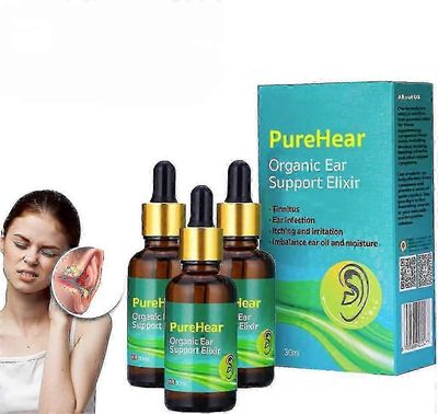Purehear Organic Ear Support Elixir, luonnontuotteet Luomu korvaöljy 3pcs