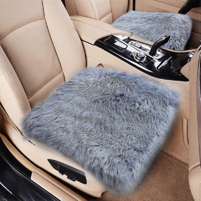 Lampaannahkainen auto etuistuimen suojustyyny villa istuintyyny Harmaa