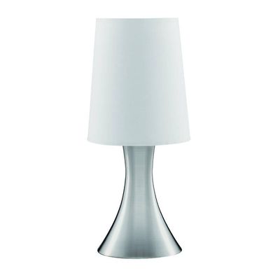 Searchlight Lighting Søglys Touch - 1 lys bord Touch Lampe Satin Sølv med stof skygge, E14